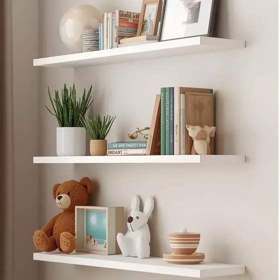 Prateleira Branca MDF 15x60/50/40/30 cm  Organizadora Nicho Decoração Cozinha Quarto Escritório Livros