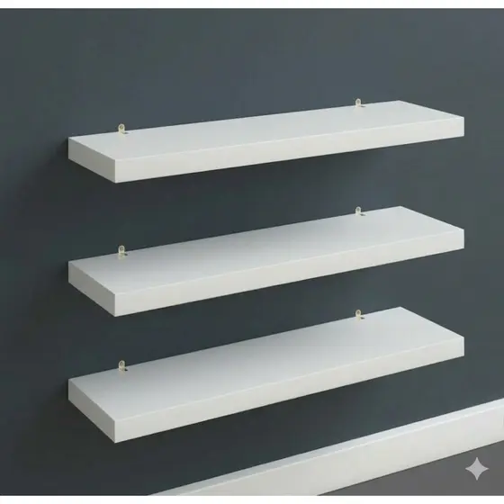 Kit 3 Prateleiras Retas de Parede em MDF 30cm + Kit Instalação Decoração