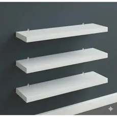 Kit 3 Prateleiras Retas de Parede em MDF 30cm + Kit Instalação Decoração