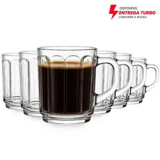 Kit de Canecas de Vidro 245ml Conjunto de Xícaras Elegantes Jogo de 3 a 12 Peças Ideal Chá ou Café