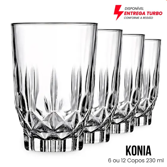 Jogo De Copos Em Vidro Kit 6 ou 12 Peças Cozinha Água Suco Drinks