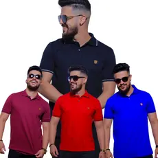 Kit 04 Camisetas Gola Polo Masculina Algodão ( Cores Variadas )