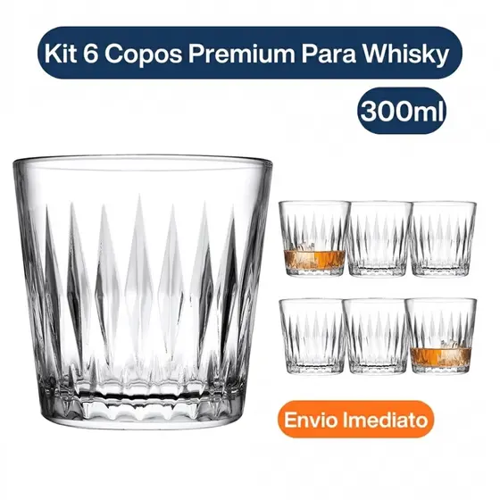 Conjunto 6 Copos Whisky Pasabahce Luzia 300ml Vidro Elegante para Drinks Bar