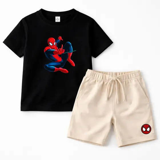 Conjunto Infantil Estampado DTF Camiseta + Short Moletinho Homem Aranha Kit