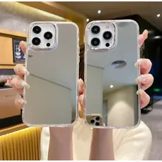 Capa Luxo Brilhante Prata Espelho Para iPhone 11 12 13 14 15 16 Pro Max – Elegância e Proteção