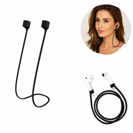 Suporte Cordão Segurador Antiqueda para AirPods e Fones de Ouvido Bluetooth – Prático, Leve e Seguro para Atividades