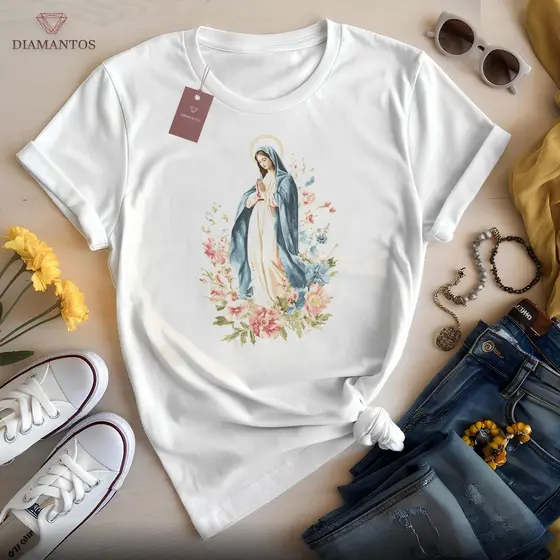 Camiseta blusa Virgem Maria, camiseta católica, camiseta Santa Maria, Maria Mãe de Deus