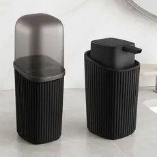 Kit Para Banheiro Com 2 Pecas Porta Sabonete Liquido 400 Ml E Porta Escovas E Pastas Higiene Decoração E Praticidade