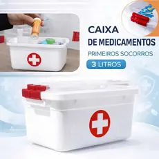 Caixa Para Medicamentos 3 Litros Uninjet Com Tampa Segura Duas Travas Pote Primeiros Socorros Pratico Seguro
