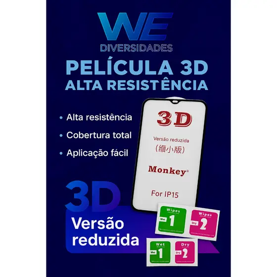 iPhone 15 Película de Vidro 3D