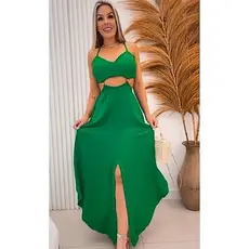 vestido longo mídi feminina forrado com bojo tendencia verão 2025 moda luxuosa