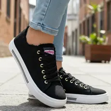 Tênis Moleca Feminino Casual Lona Sider Moda Desfiado Anatômico Trabalho Confortável Original