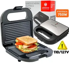 Sanduicheira Elétrica - Grill Unitermi Com Chapas Antiaderente 750w 110/127v