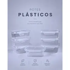 Kit 12 Marmitas Potes 800ml com Travas Laterais BPA FREE - Alimentos organizadores de congelador PLASTICOS