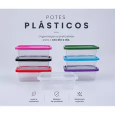 Kit até 30 Potes Plásticos 1 Litro 1000ml escolher cor Tampa Transparente Marmita Organizador De Alimentos Plástico