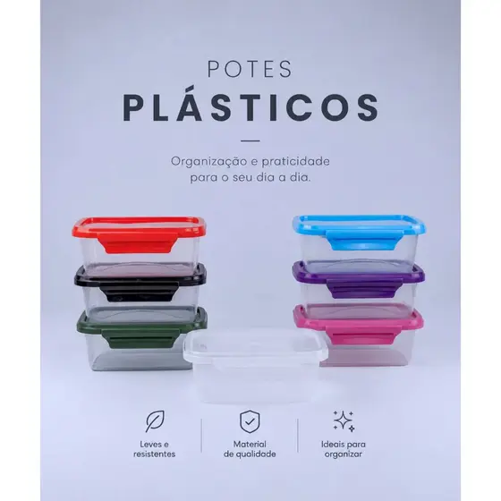Kit até 30 Marmitas Potes 1000ml 1 LITRO com Travas Laterais BPA FREE - Alimentos organizadores de PLASTICOS