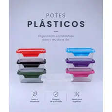 Kit até 30 Marmitas Potes 1000ml 1 LITRO com Travas Laterais BPA FREE - Alimentos organizadores de PLASTICOS