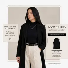 Blusa Regata Gola Alta Canelada Look Feminino Básica Versátil Casual Elegante Outono Inverno Verão