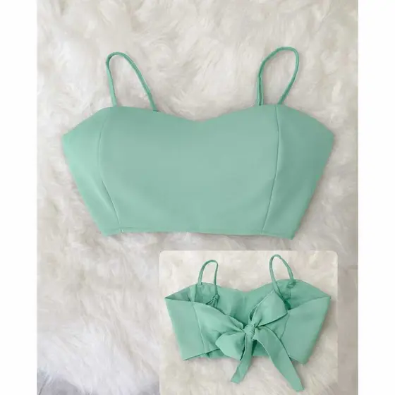 Cropped Feminino Alfaiataria alça regulável com bojo Tendência Moda Verão