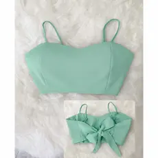 Cropped Feminino Alfaiataria alça regulável com bojo Tendência Moda Verão
