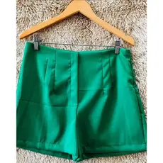 Short Alfaitaria Feminino Com Bolso Cintura Alta e Zíper Lateral Tendência  Blogueira Verão