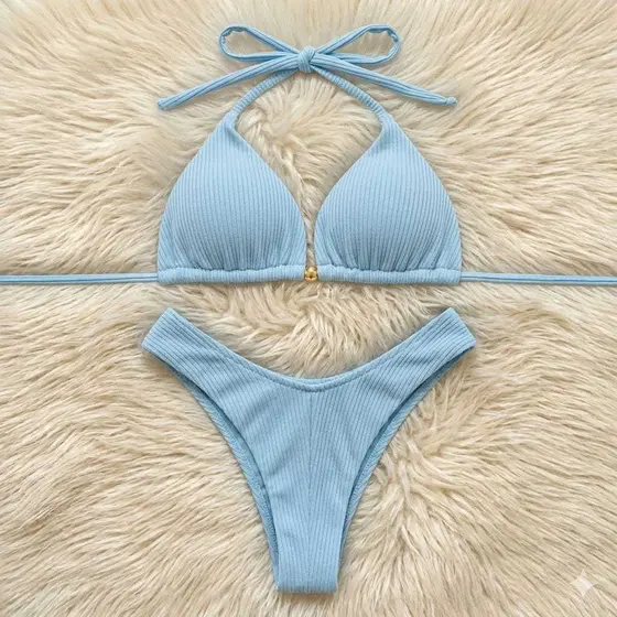 Biquíni Feminino Cortininha Fio Duplo Moda Praia Praia Piscina Tendência Com Bojo Removível
