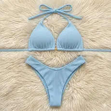 Biquíni Feminino Cortininha Fio Duplo Moda Praia Praia Piscina Tendência Com Bojo Removível