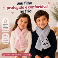 Cachecol Infantil de Pelúcia Quentinho Pro Frio Sortido Menino Menina