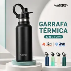 WATERSY Garrafa Térmica 500ml garrafa espacial Quente copo de aço inoxidável 304 com canudo para academia
