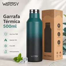 Watersy Garrafa Térmica 350ml/500ml de Aço Inox Antivazamento Portátil para Café Chá Água