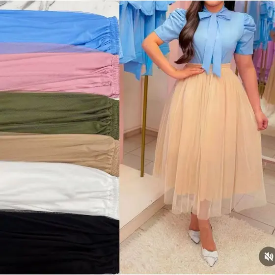 Saia Tule Lisa longa Evangélica Elegante -0254