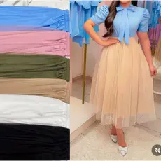 Saia Tule Lisa longa Evangélica Elegante -0254
