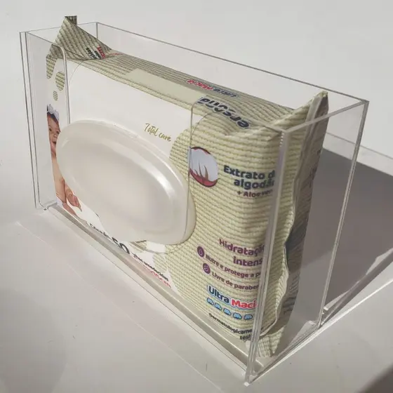 PORTA LENÇO UMEDECIDO EM ACRÍLICO ORGANIZADOR | SUPORTE PARA TOALHA UMEDECIDA