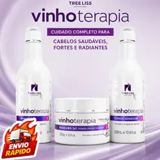 Kit Vinhoterapia Shampoo + Condicionador + Máscara Capilar - Treeliss Profissional