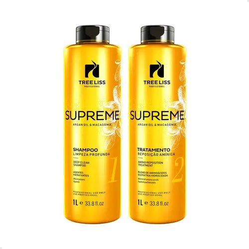 Kit Supreme 2 Passos Shampoo Limpeza Profunda + Tratamento Progressiva 1L Treeliss Profissional