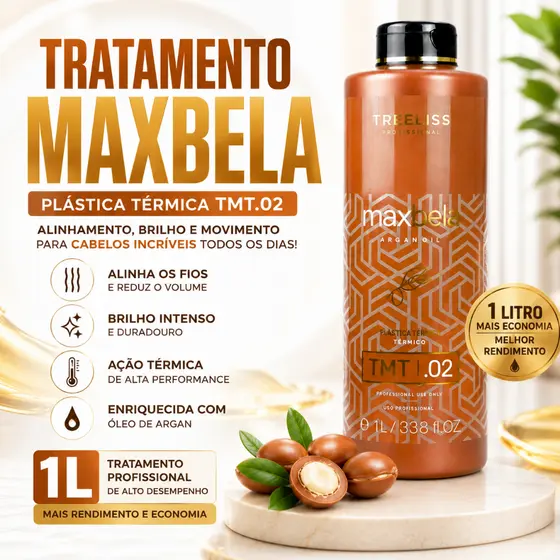 Tratamento Max Bela 1L Alinhamento Capilar Redução de Volume - Treeliss Profissional