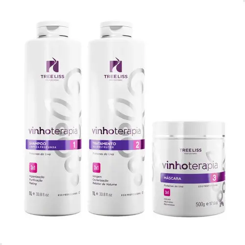 Kit Shampoo + Condicionador + Máscara Vinhoterapia Hidratação Profunda - Treeliss Profissional