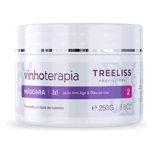 Máscara Vinhoterapia 250g Para Cabelos Ressecados e Opacos Sem Brilho - Treeliss Profissional