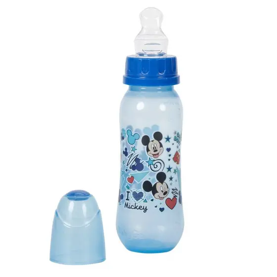Mamadeira Bico Macio com Tampa Higiênica Azul Mickey 240ml Disney BabyGo