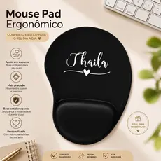 Mouse Pad Ergonômico Personalizado com Nome / Apoio de punho em Espuma / Presente Criativo para Home Office e Escritório