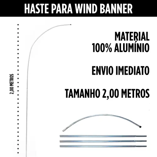 Haste em alumínio para Wind Banner 2 metros - Promoção