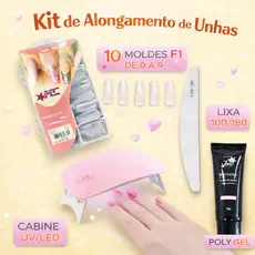 Kit Alongamento CABINE // Molde F1 // Lixas // Preparadores// Caneta Hidratante // Esmalte