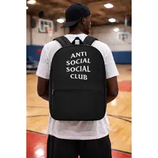 Mochila Escolar Anti Social Club Unissex Reforçada Prova Dágua