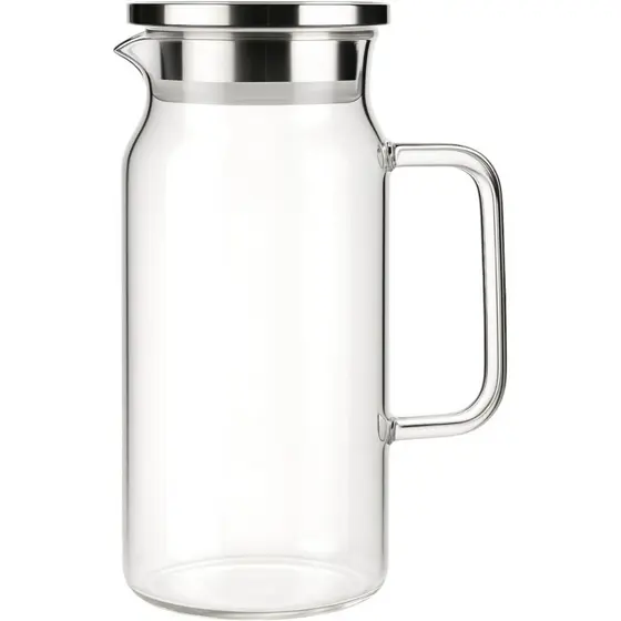 Jarra Vidro Tubo Borossilicato Com Tampa De Inox 1,8 Litros