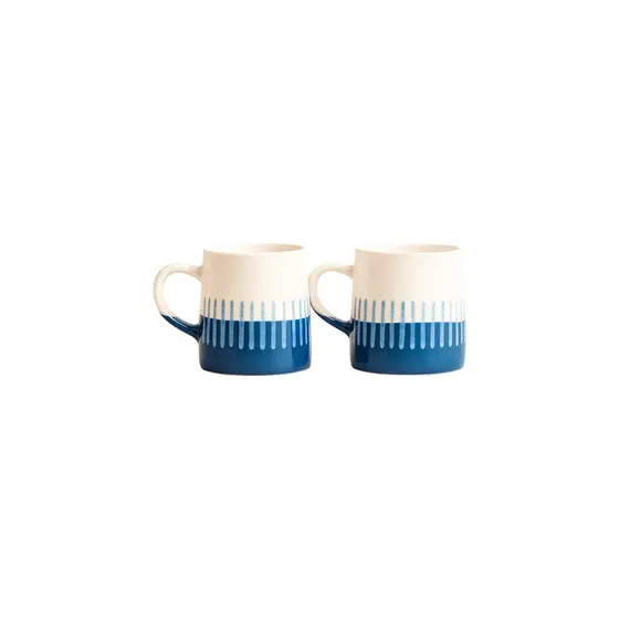2 Canecas de Cerâmica 350ml Premium Grécia Azul e Branca