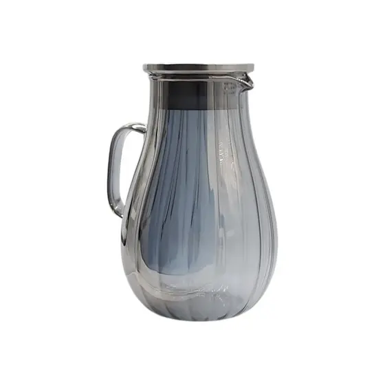 Jarra De Vidro Borossilicato Tampa Inox 1,8l Ondulada Fumê