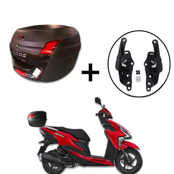 Baú para moto Awa Proos 34 Litros com Suporte para Baú Honda Elite 125 até 2024