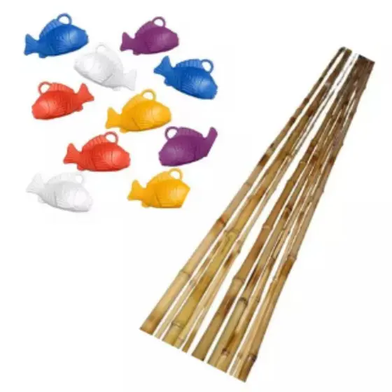 Kit 10, 20 OU 30 Peixes + 1,2,3 OU 5 Varas de 100cm 1 metro Festa Junina Pescaria Brincadeira Jogos Peixe