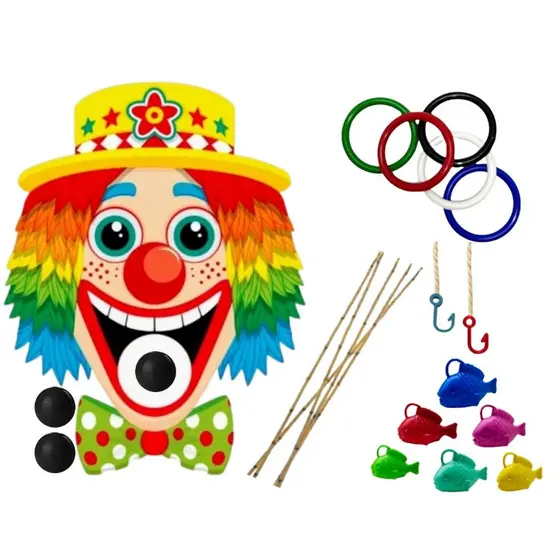 Kit Pescaria 2 Varas Festa Junina Palhaço Argola Brincadeira