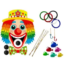 Kit Pescaria 2 Varas Festa Junina Palhaço Argola Brincadeira